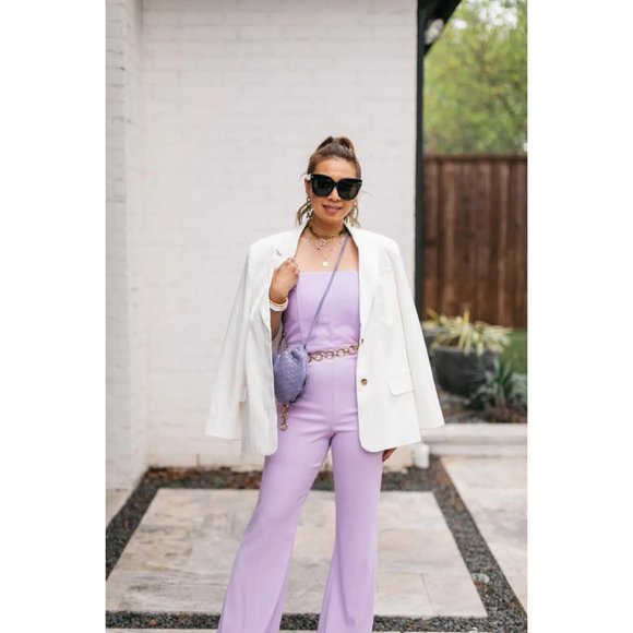 NWT Alice + Olivia Lavera Lavender Strapless Jumpsuit - Size 2 - Picture 5 of 16